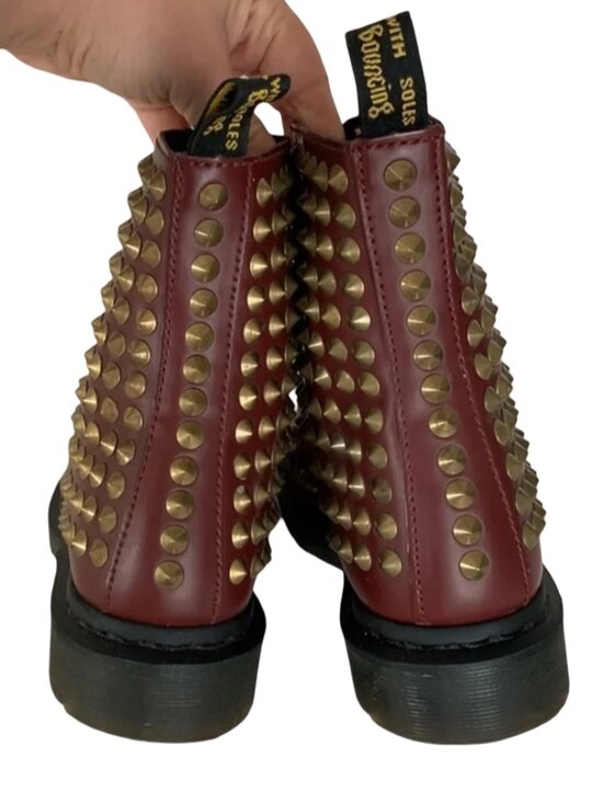 BNWOT Doc Martens Studded Burgundy Combat Boots, W 7 - M 6 main image 5